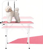 LEIBOU Pet Dog Grooming Table Foldable Grooming Table Heavy Duty Iron Frame with Arm & Noose for Dog Cat Pet Grooming (32'', Pink) - Image 10