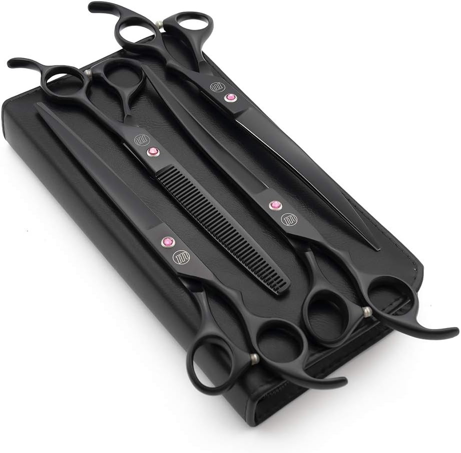 Moontay Professional 7.0" Dog Grooming Scissors Set, 4-pieces Straight, Upward Curved, Downward Curved, Thinning/Blending Shears for Dog, Cat and Pets, JP Stainless Steel, Purple - Image 12
