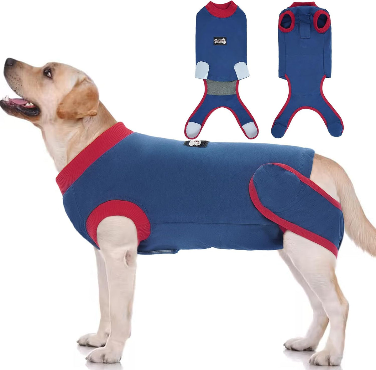 IDOMIK imported striped pet recovery onesie packaging layout