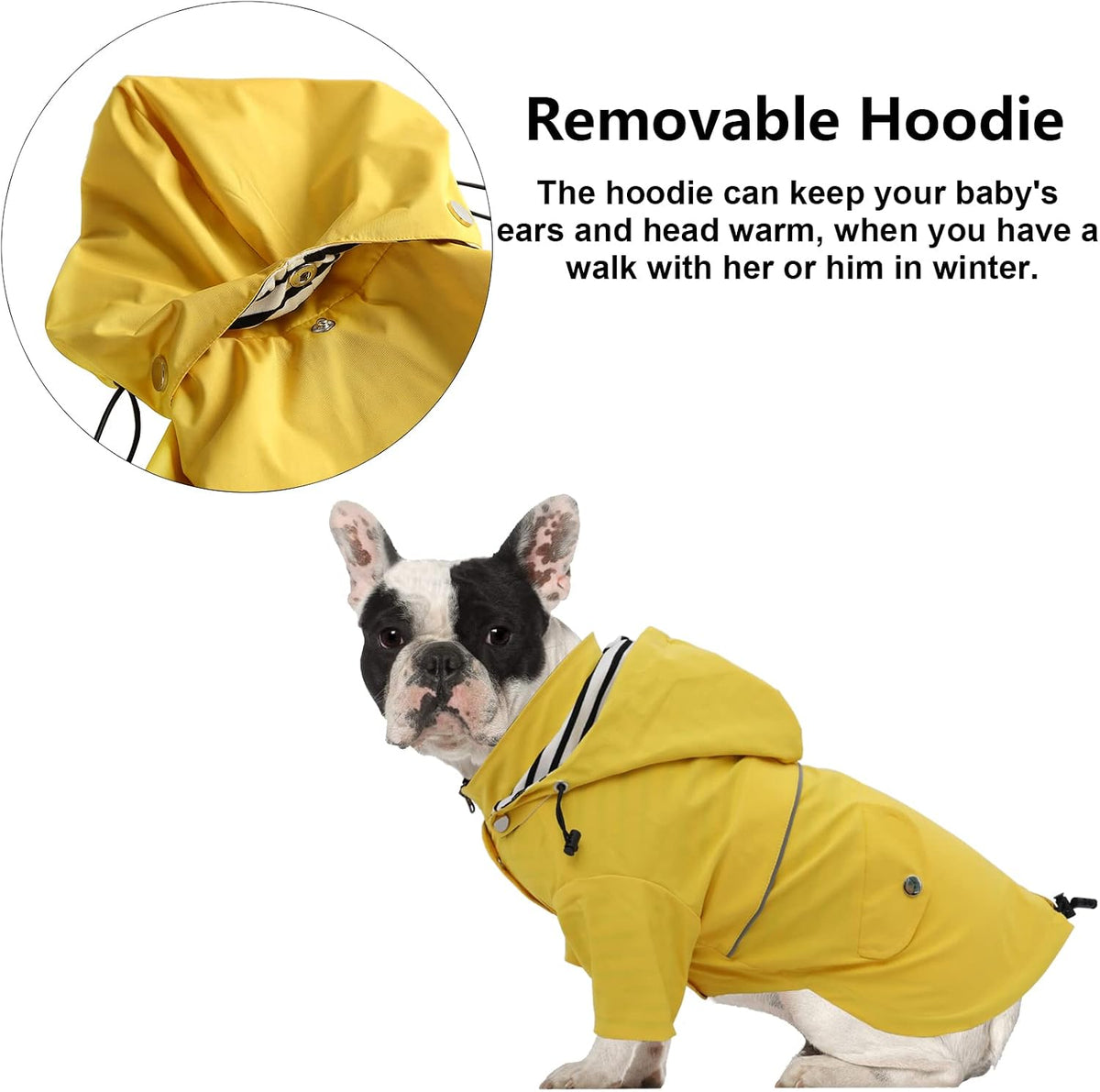 Morezi premium dog rain gear back pocket and harness hole detail