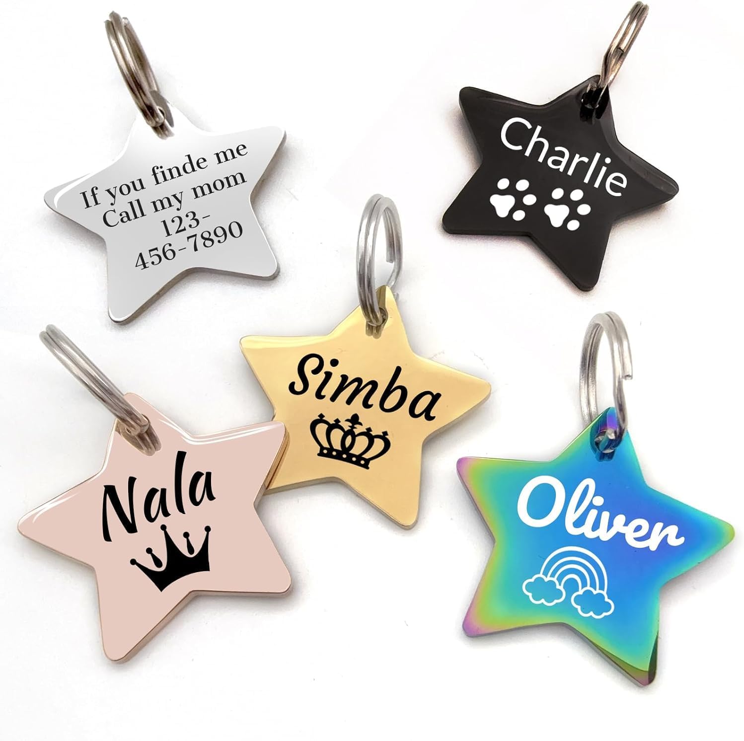 Stainless Steel Cat ID Tag Personalized Pet Tags with up to 4 Lines of Custom Text, Small Pet Mini Dog Cat Tag Lightweight, Engraved on Both Sides, Multiple Patterns Colors Size Options (cat) - Image 10