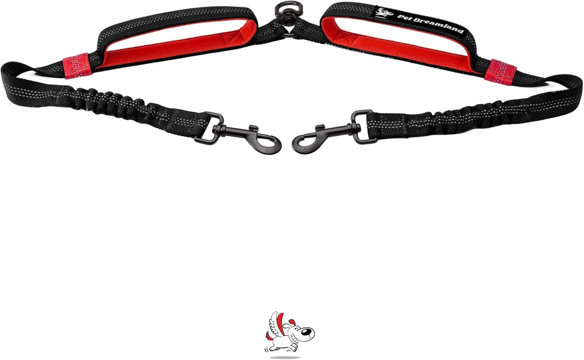 Pet Dreamland Exquisite Hands Free Double Dog Leash for Two Dogs with Tangle-Free Swivel. Premium Quality & Versatile for Running. You Will Absolutely Love This Amazing Waist Leash (Khaki & Orange) - Image 13
