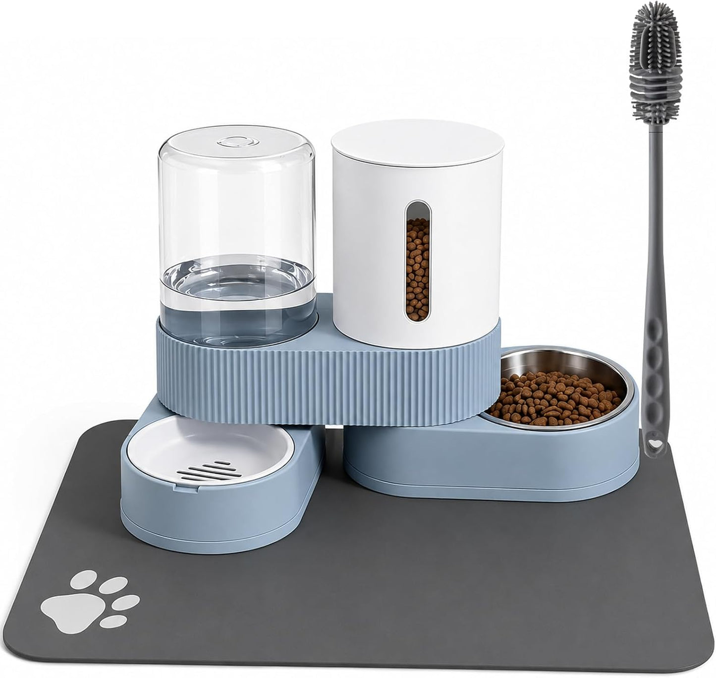 Authentic WyfKyd imported dual pet feeding station placed in a kitchen corner