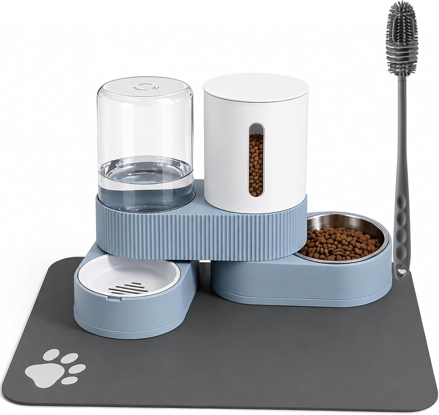 Authentic WyfKyd imported dual pet feeding station placed in a kitchen corner