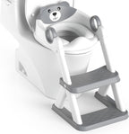 RABB 1ST Potty Training Seat front view showing the grey toddler toilet seat with step stool ladder.
