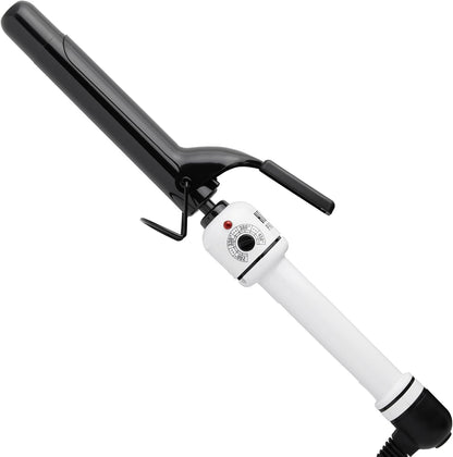 Hot Tools Pro Artist Nano Ceramic Curling Iron front view showing the white barrel and black handle.