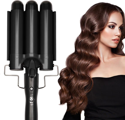 Dopheuor 3 barrel jumbo curling iron front view professional hair tool