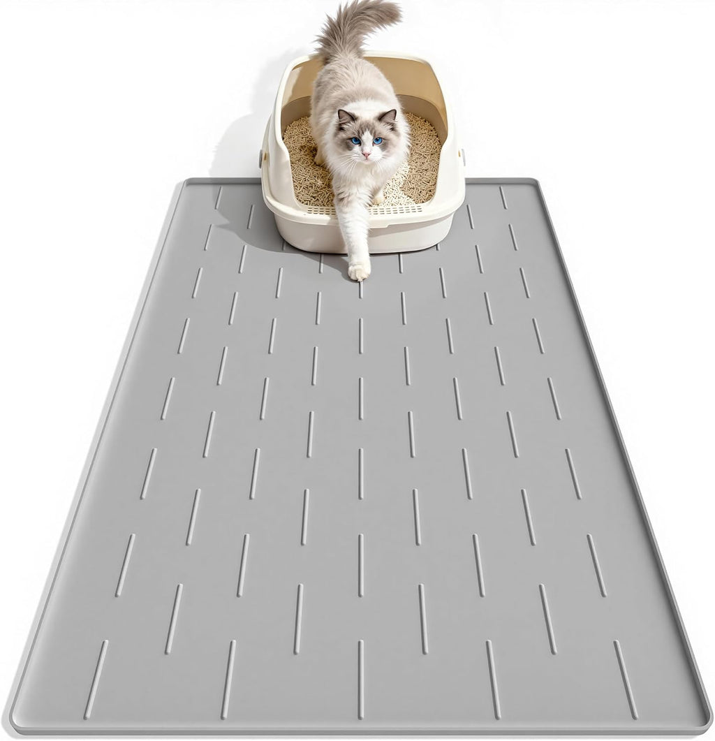 Pieviev silicone cat litter trapping mat front view large floor pad for indoor cats