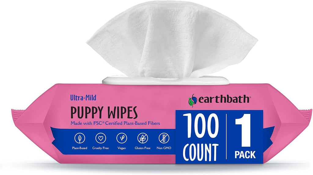 earthbath, Ultra-Mild Wild Cherry Puppy Wipes - Dog Wipes for Paws and Butt, Best Pet Wipes for Dogs & Puppies, Made in USA, Cruelty-Free Dog Cleaning Wipes - 100 Count (2 Pack) - Image 9