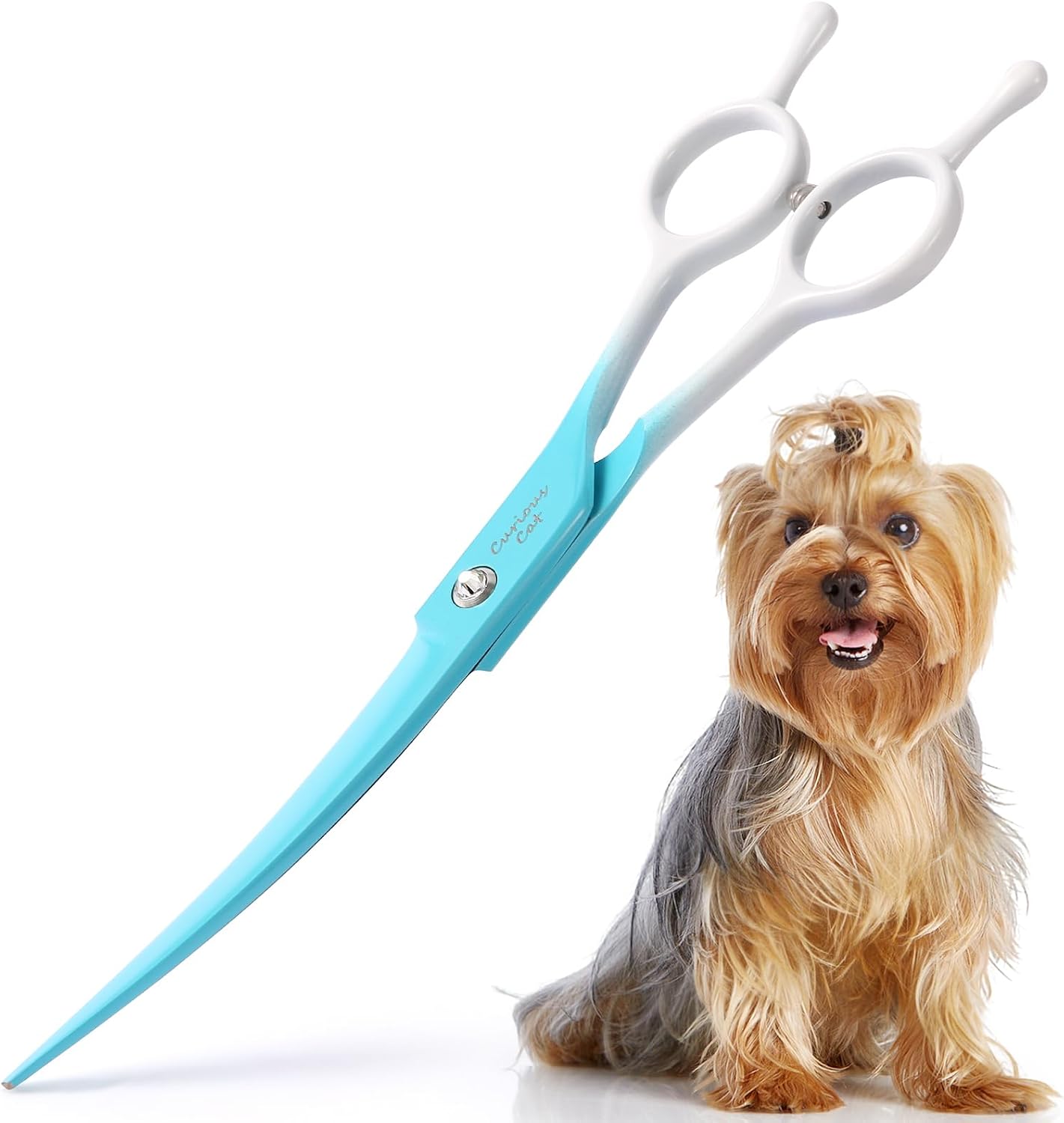 Multi angle view of Petfun professional 440C stainless steel pet thinning scissors.