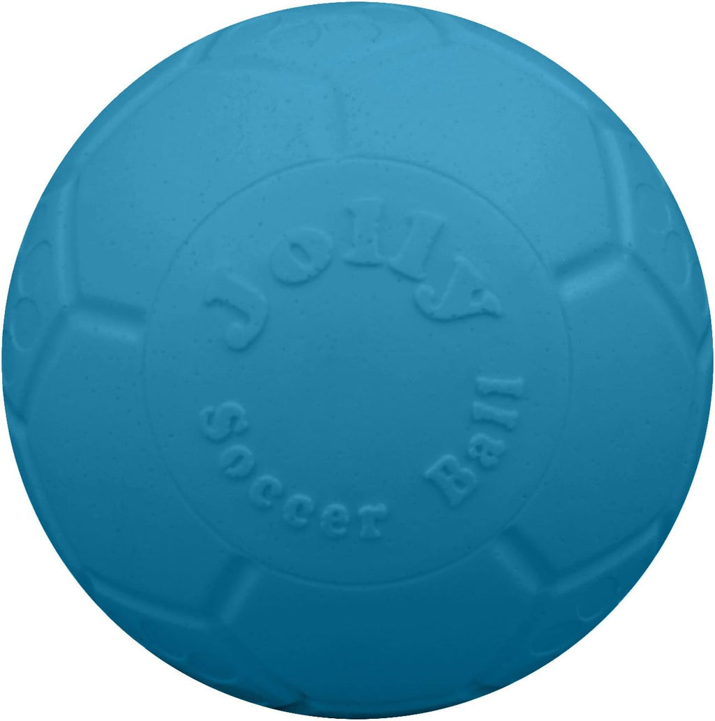 Jolly Pets Large Ocean Blue Soccer Ball dog toy front view