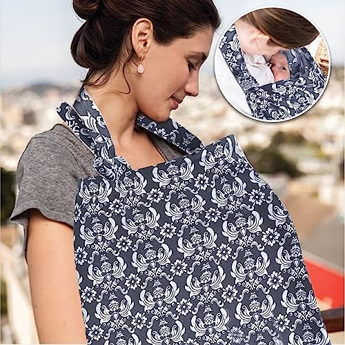 Mother using UHINOOS breathable cotton nursing cover in public