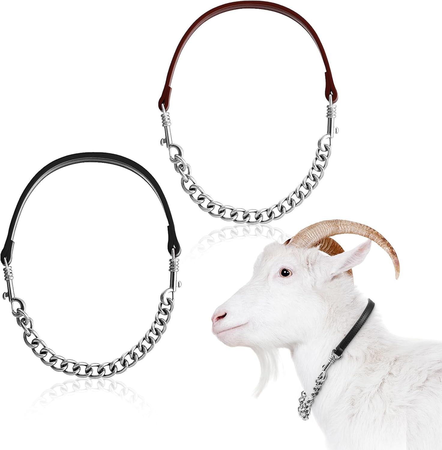 Misdary 1 Pcs Goat Show Collars, Adjustable 14"-24" Iron Chain Halter for Sheep, Horses, Dogs, Cows & Calves, Farm Animal Supplies Accessories Animal Lovers Gift (14'',Brown) - Image 10