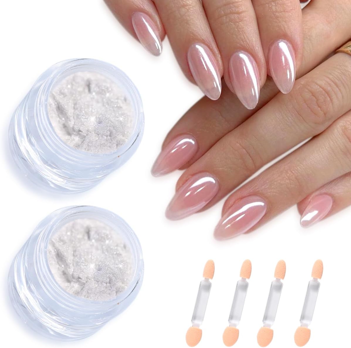 Zuii Moonlight White Chrome Nail Powder set front view
