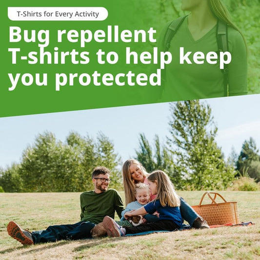 Close up of Insect Shield shirt fabric features and ventilation mesh
