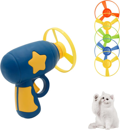 Andiker cat fetch toy packaging with multiple bright color flying saucers