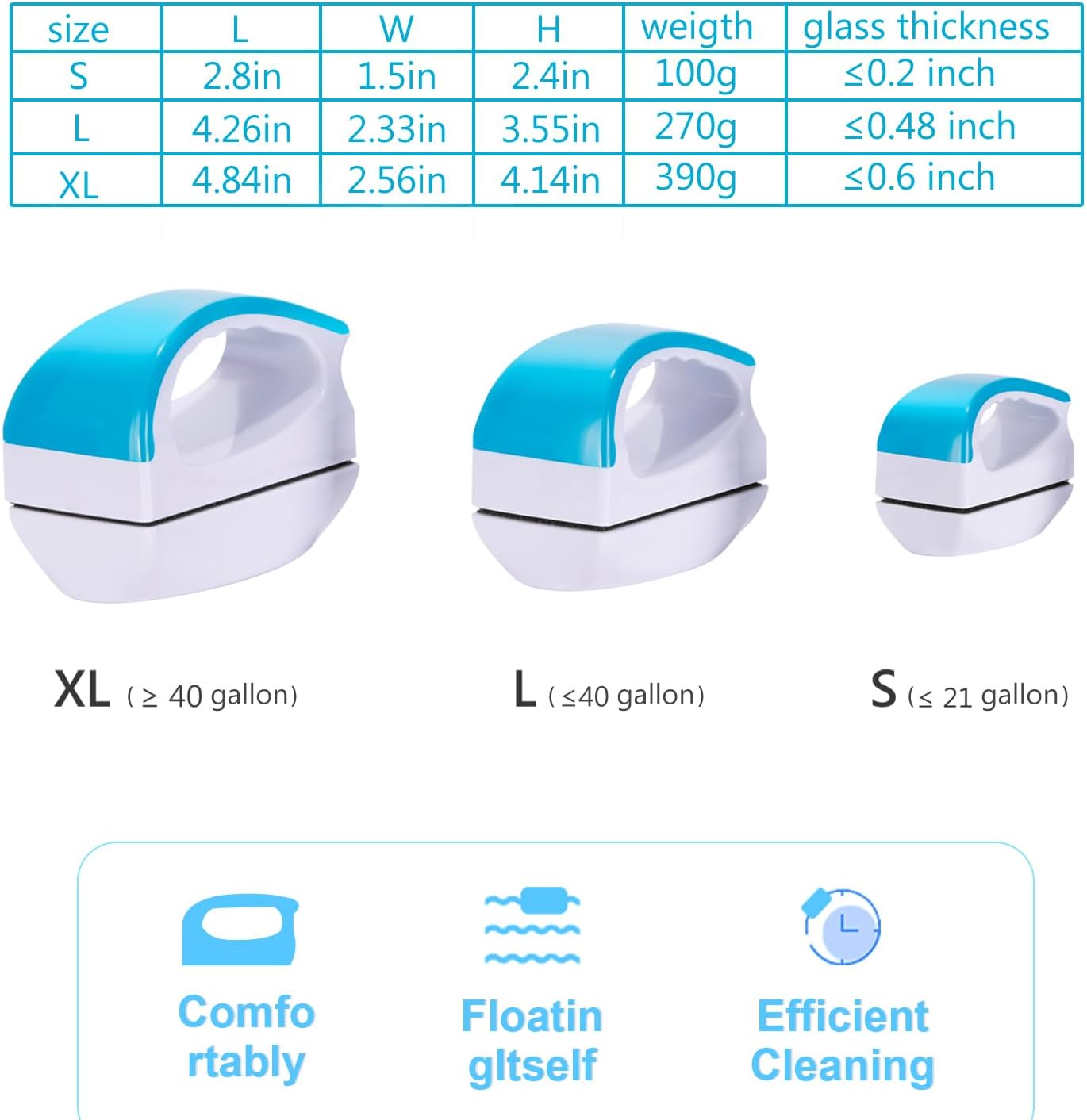 Authentic USA imported magnetic aquarium scraper packaging showing the size small variant.