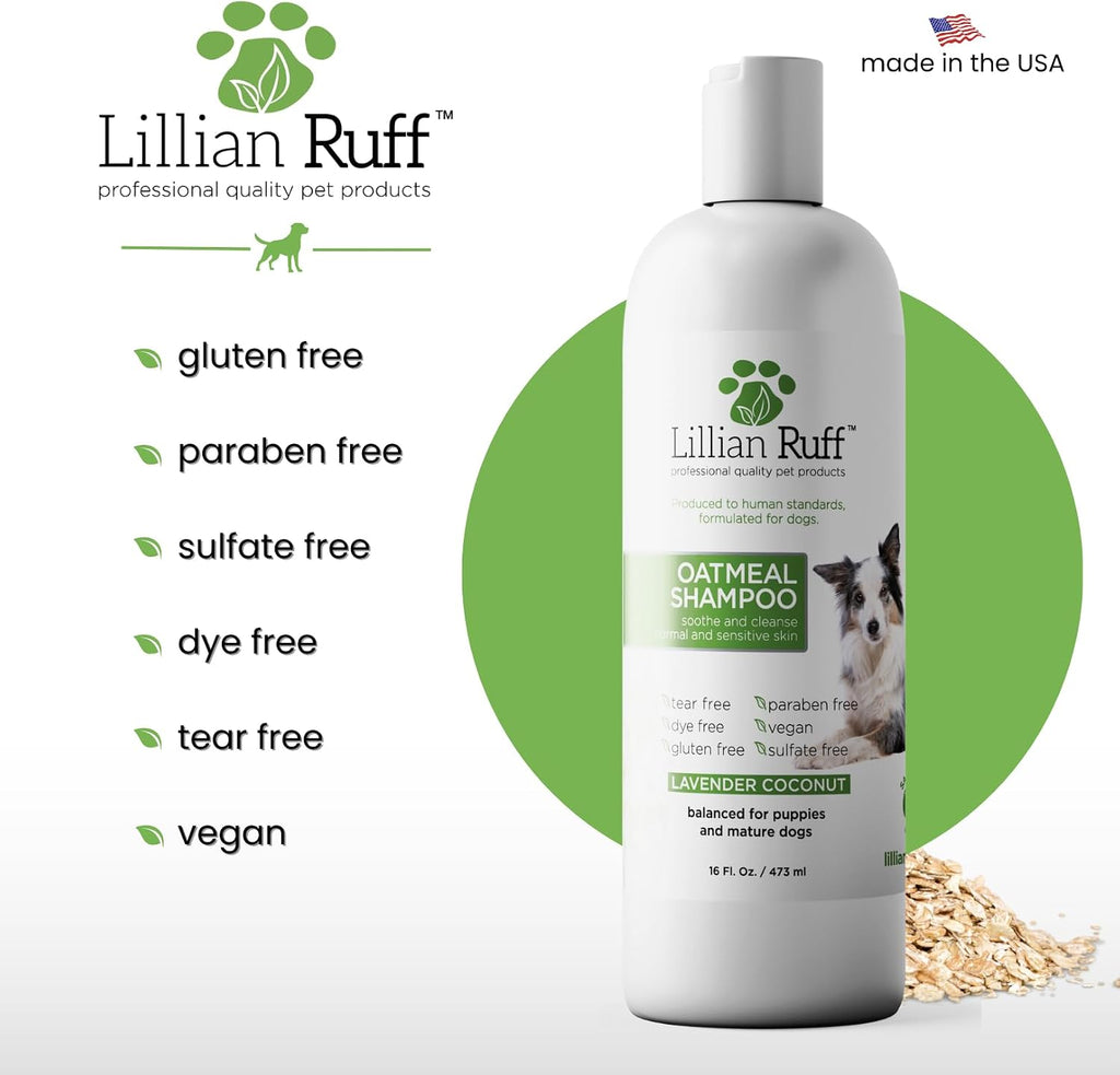 Close up of Lillian Ruff soothing oatmeal pet shampoo texture