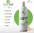 Close up of Lillian Ruff soothing oatmeal pet shampoo texture