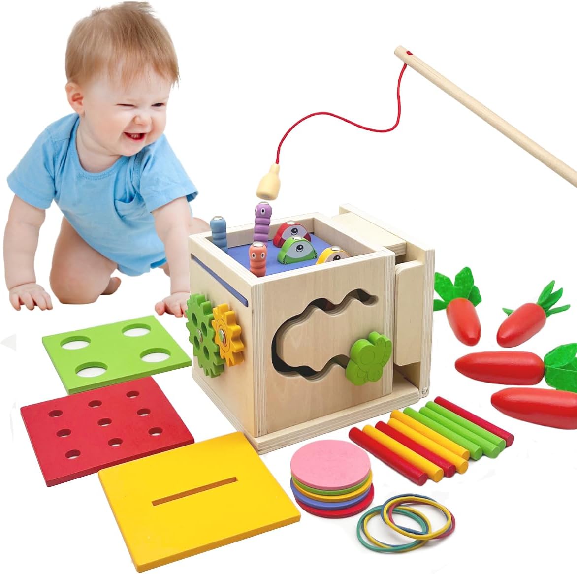 Zcxcznf 7-in-1 wooden Montessori play kit front view