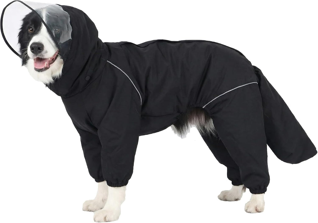 Dog Raincoat for Medium Large Dogs,rain Jacket Coat, Full Leg Coverage Waterproof Rain Suit with Detachable Hood & Tail, Reflective Strips, Snag-Free Top Zipper (Black for Boy, XX-Large) - Image 14