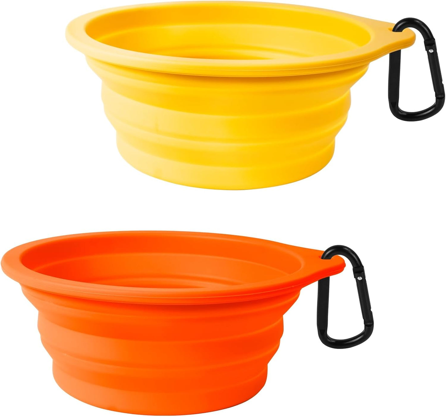 PetBonus 2-Pack Silicone Collapsible Dog Bowls, BPA Free Dishwasher Safe, Portable Foldable Expandable Travel Bowl, Food Water Feeding Cup Dish for Dogs Cats with 2 Carabiners (Turquoise, Tan) - Image 12