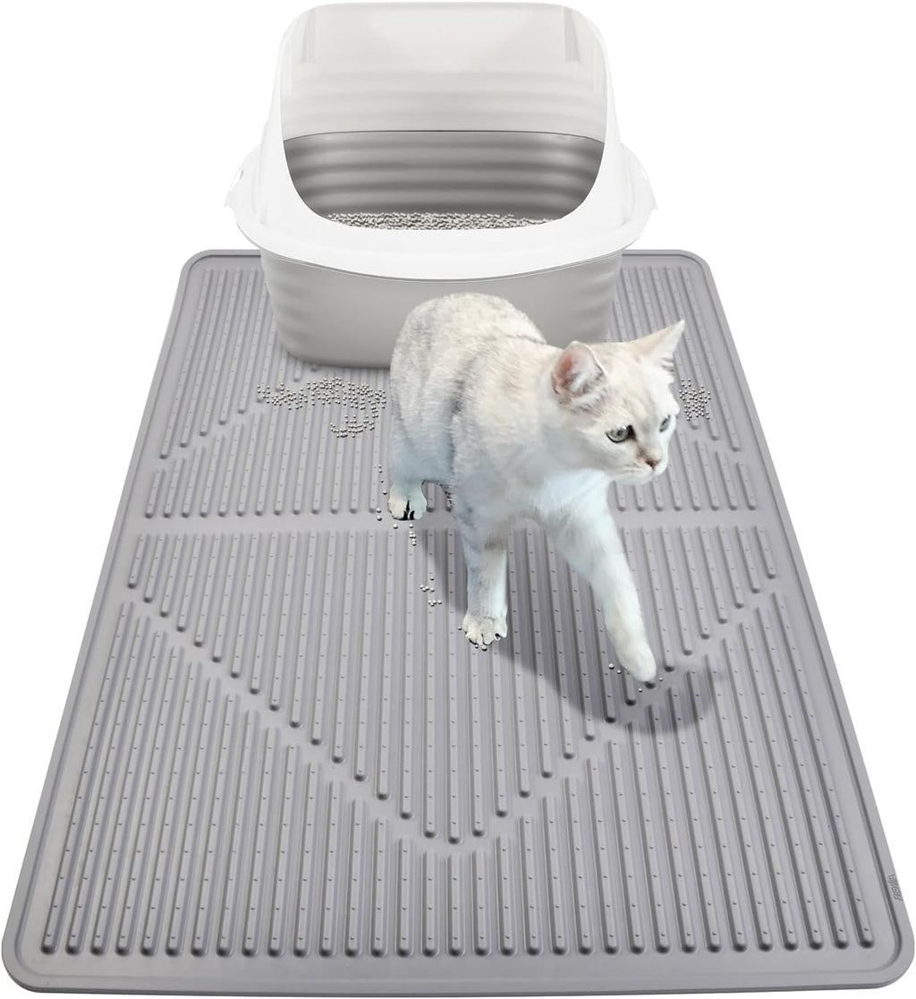 Mofason Cat Litter Mat XXL - Waterproof Kitty Litter Box mat for Floor - Extra Large Pet Trapping Litter Rug Pad - Silicone Cat Supplies & Accessories for Indoor Cats (38" x 25") -Grey - Image 14