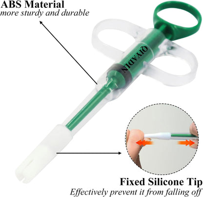 QIYADIN dog piller shooter showing durable ABS plastic plunger design