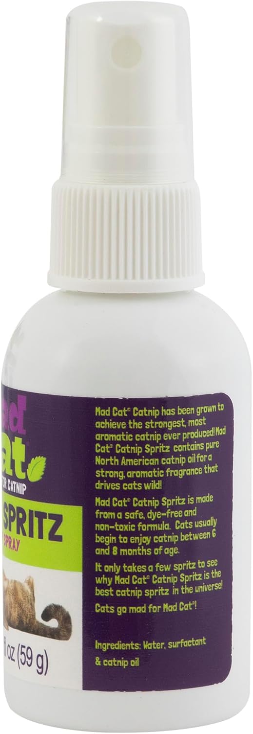 Pure North American catnip oil mist bottle showing safe non toxic labels
