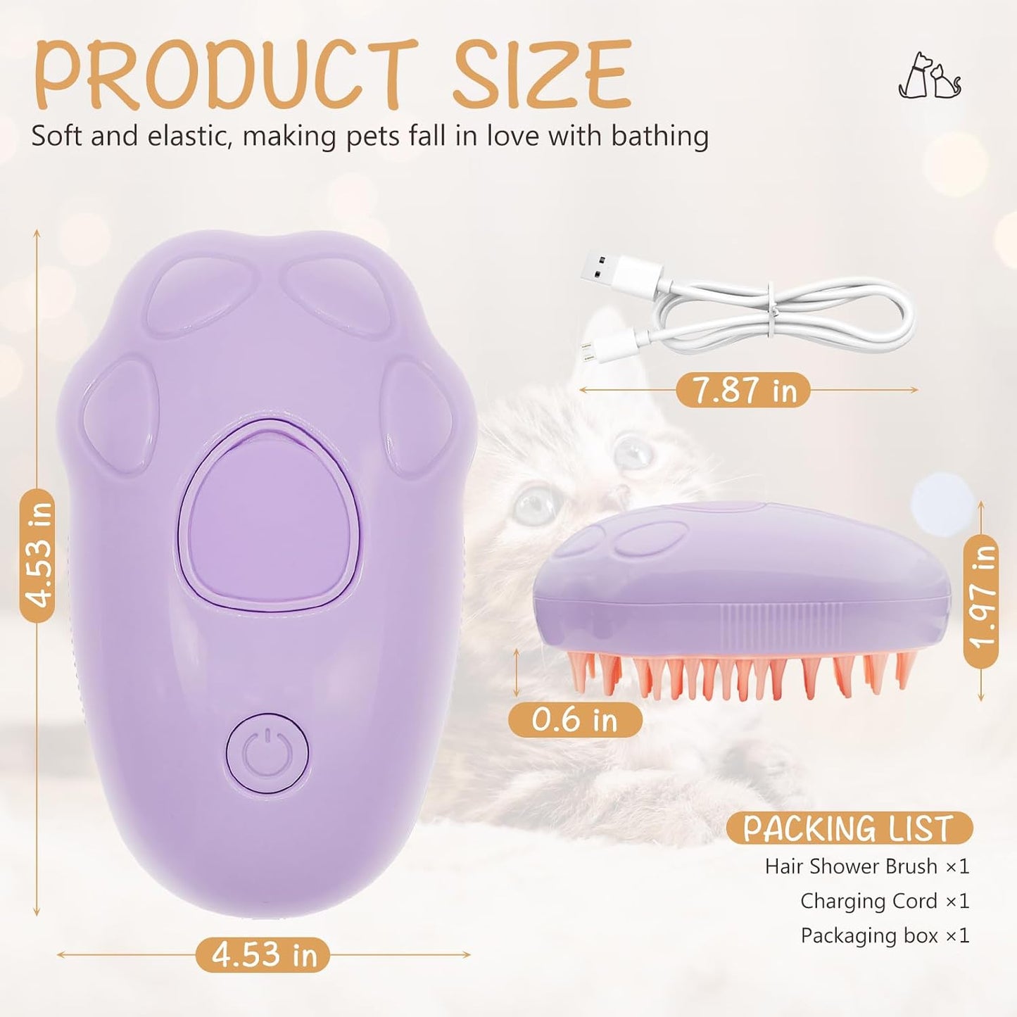 Throihg 3-in-1 steamy pet brush showing silicone bristle detail