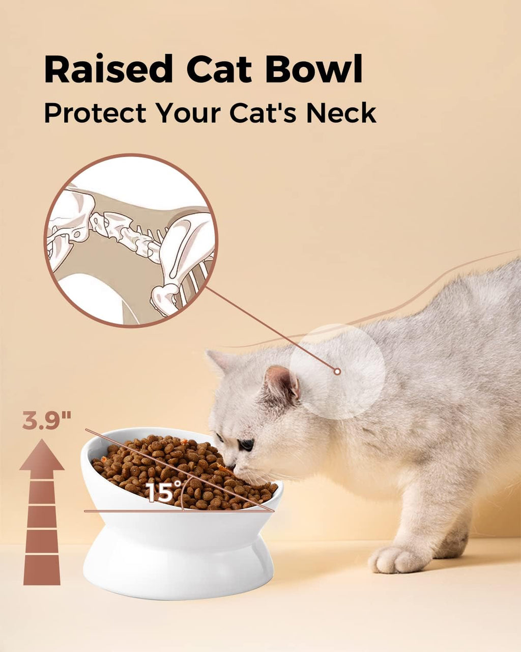 LoeJan anti vomiting cat dish in white
