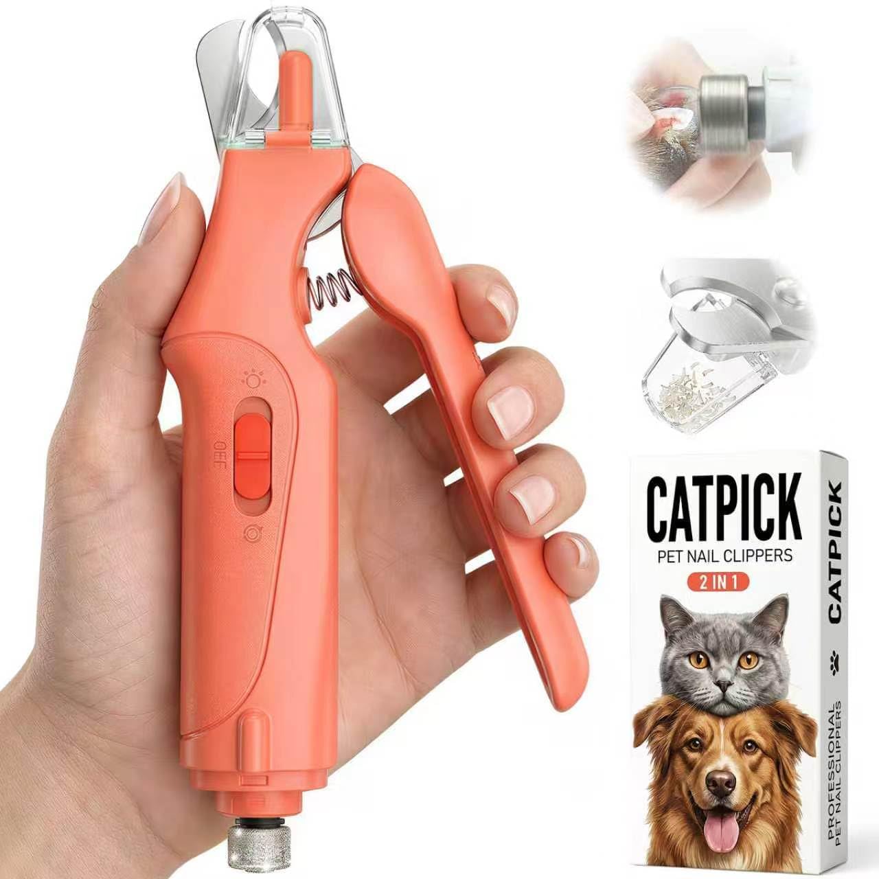 CATPICK 2-in-1 Cat Nail Clippers & Dog Nail Clippers Trimmers for Large Medium Small Dogs Cats Claw Trimmer Quick Sensor and Safety Guard USB Rechargeable with 2 LED Lights Dogs Nail Trimmer - Image 14