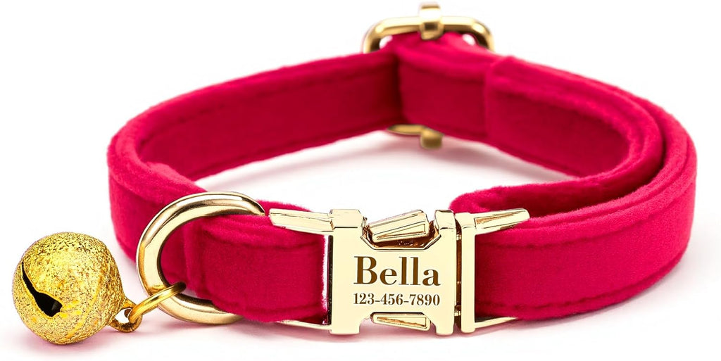 Custom Cat Collar with Bells Personalized Small Cat Collar Engraved Name & Phone Number with Secure Metal Quick-Release Buckle Adjustable (Magenta) - Image 14