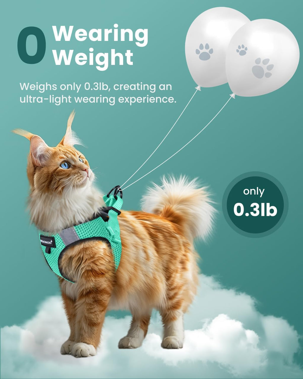 FAYOGOO adjustable pet vest harness dual D ring leash attachment back view