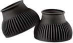 Classic Equine SmartEquine horse bell boots front view showing black rubber ribbed design