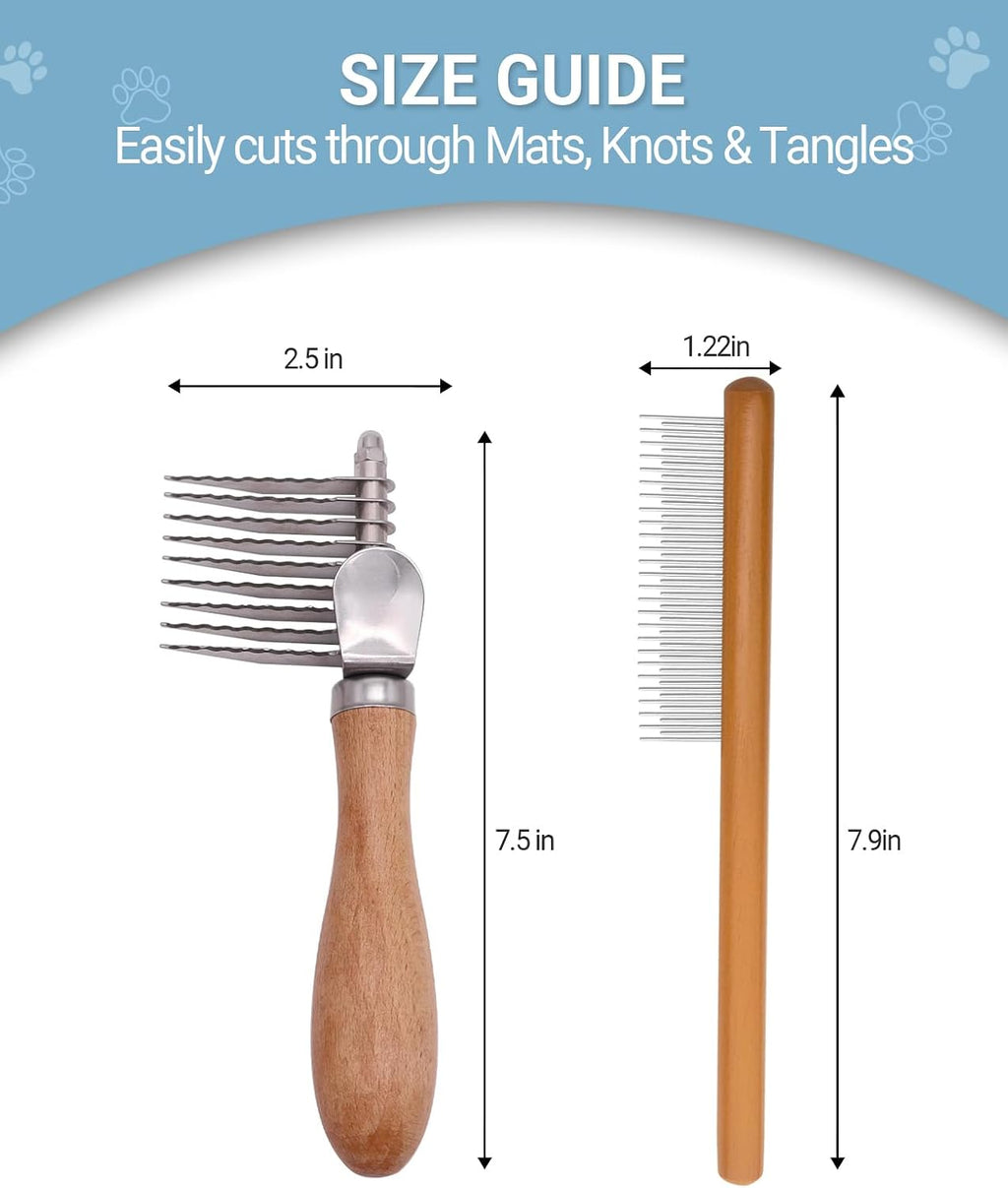 Side view angle of the Kaifong double sided pet comb for wavy coats