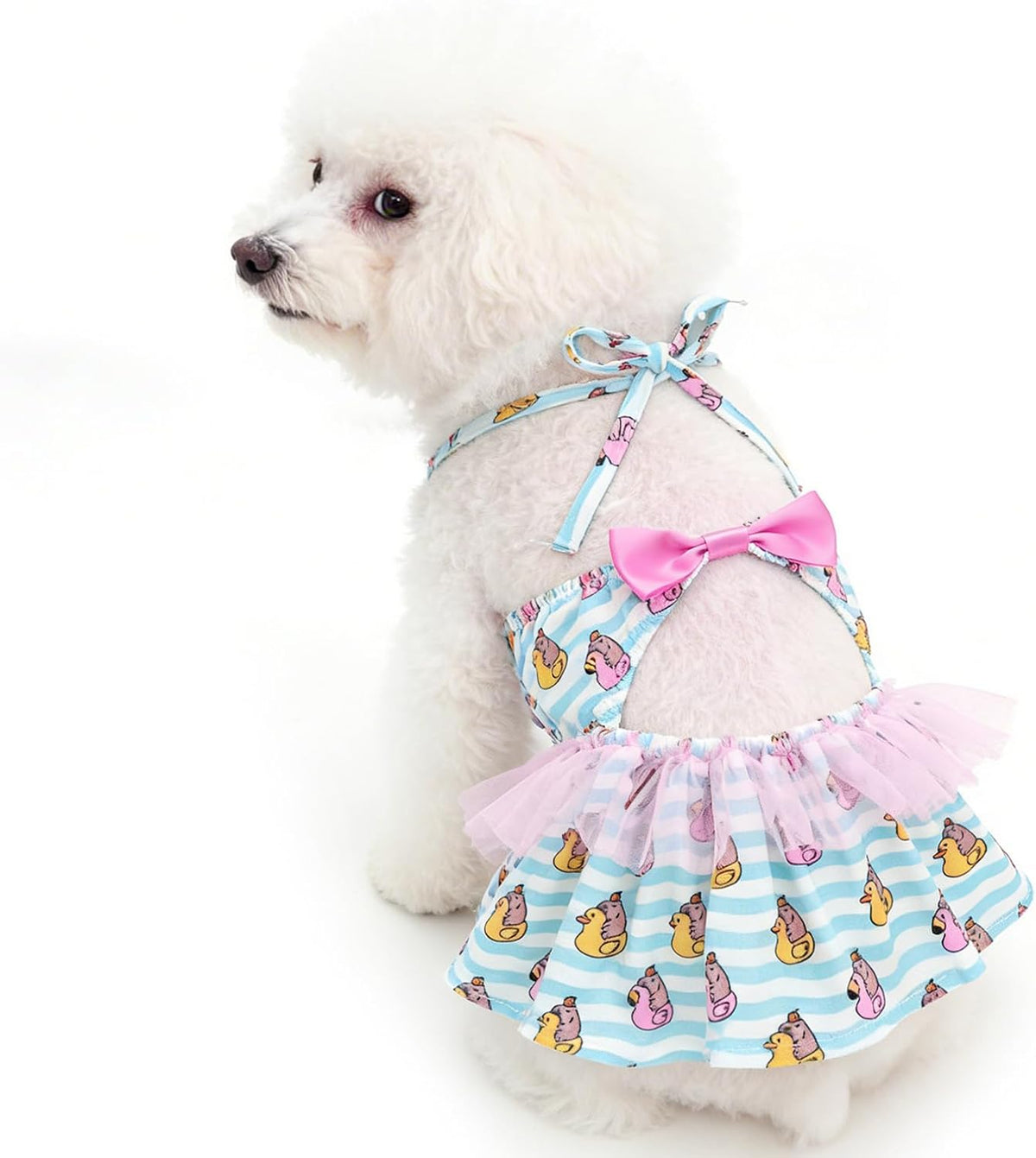 CuteBone One Piece Dog Bikini Swimsuit Dress front view lightweight pet apparel