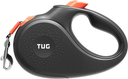 TUG 360 degree retractable dog leash small black and orange front view