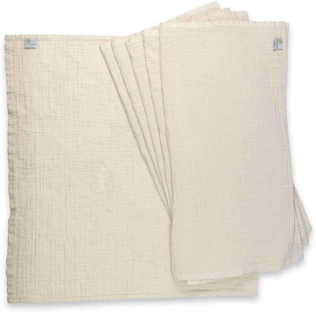 OsoCozy organic muslin flat cloth diapers front view showcasing the ivory 100 percent organic cotton fabric.