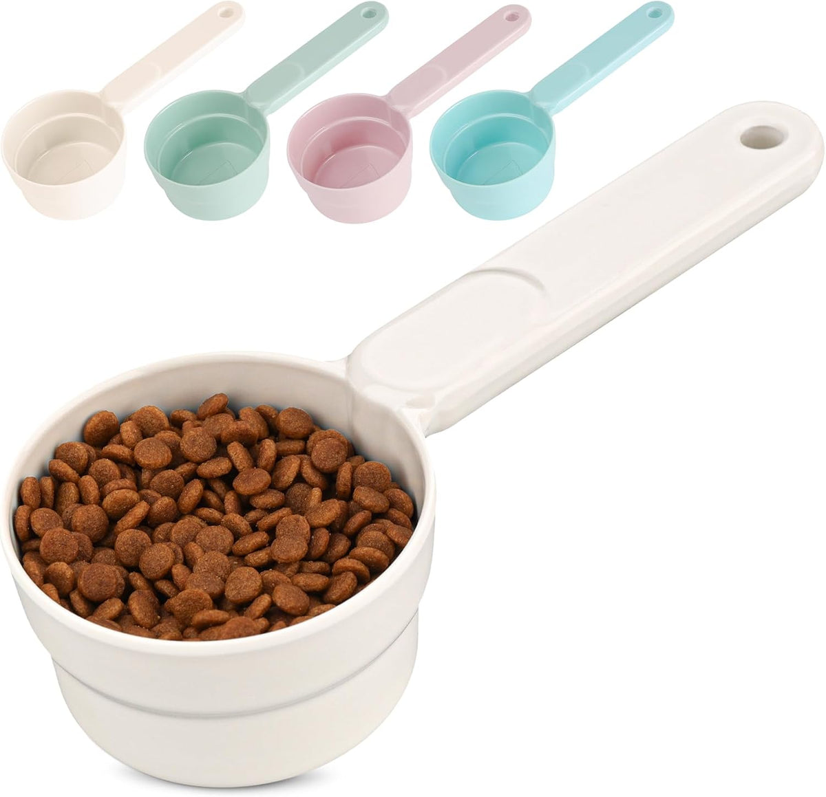 ComSaf Dog Food Scoop 1/2 Cup - MSBC Melamine Pet Food Scoop Measuring Cup for Dog Cat Ferret Rabbit Bird Food, Half Cup Scoop Food-Grade Pet Feed Scoops with Handle, Dishwasher Safe, White - Image 13