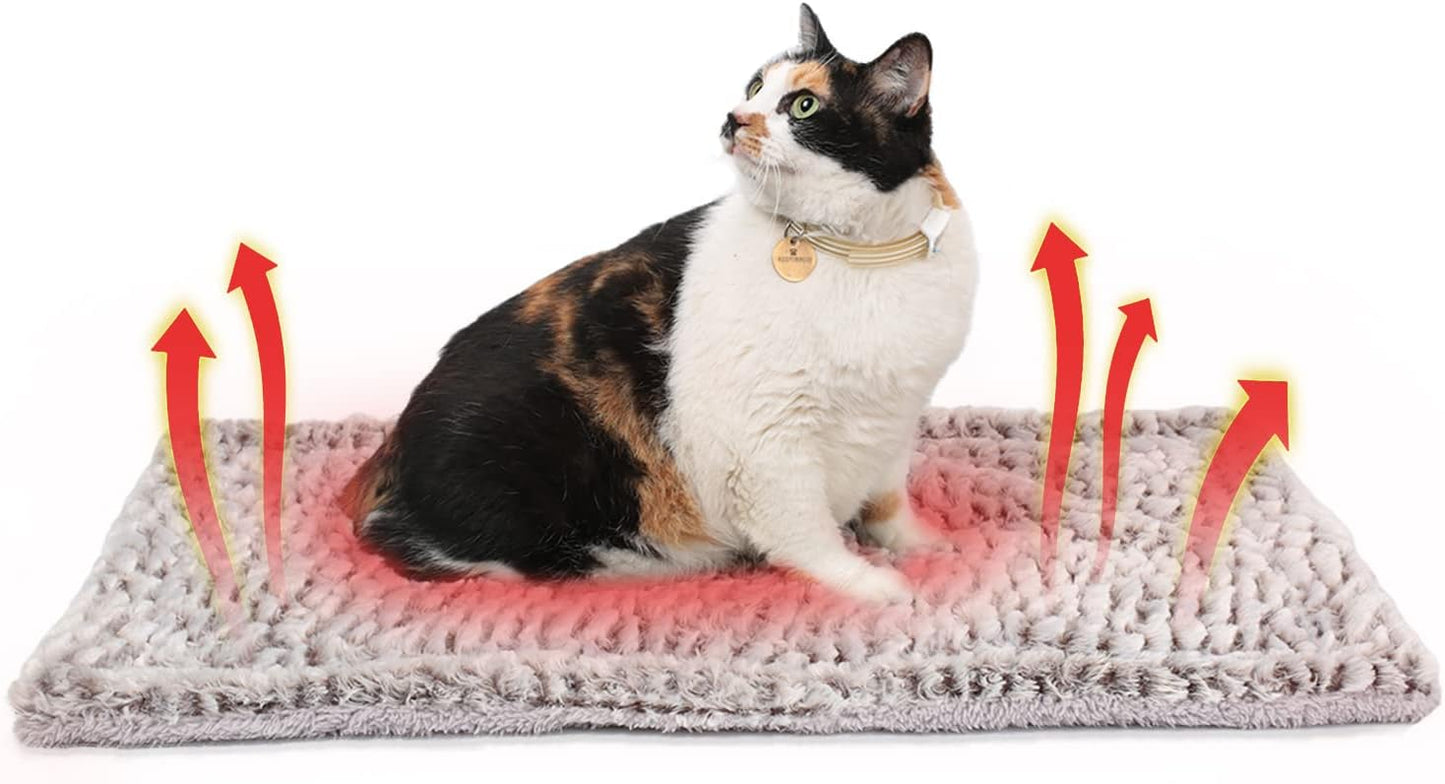 Folded lightweight self heating cat pad ready for travel or storage.