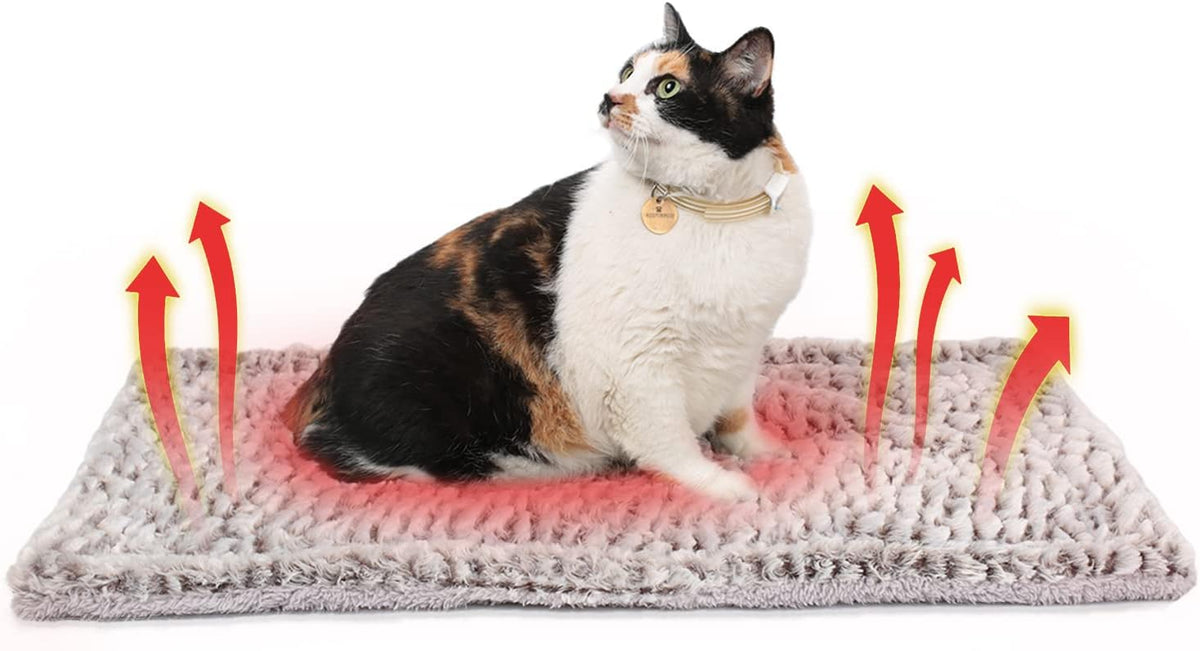 Folded lightweight self heating cat pad ready for travel or storage.
