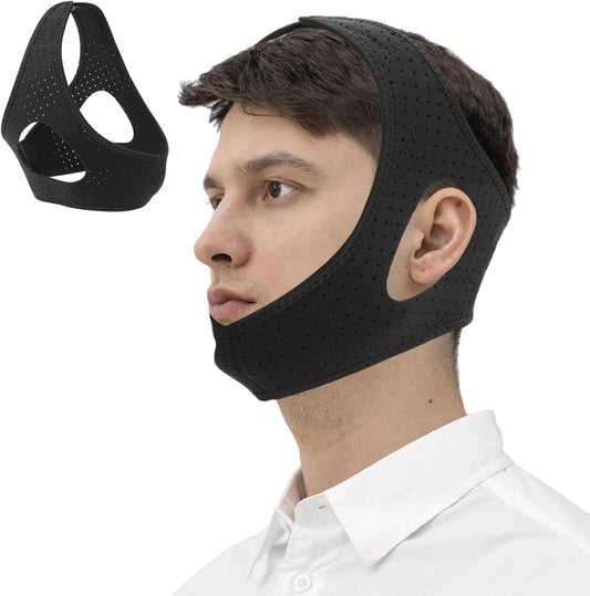 Silbingan Anti Snore Chin Strap front view showing center chin hole