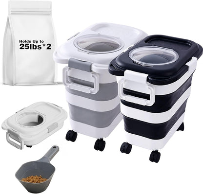 SEWIU Dog Food Storage Container Up to 2pack*20LB,Collapsible Dog Food Container with Travel Silicone Bowl and Scoop for Dog/Cat/Bird Food/Cat litter,Keep Dry Food Fresh,Easy to Move. - Image 9