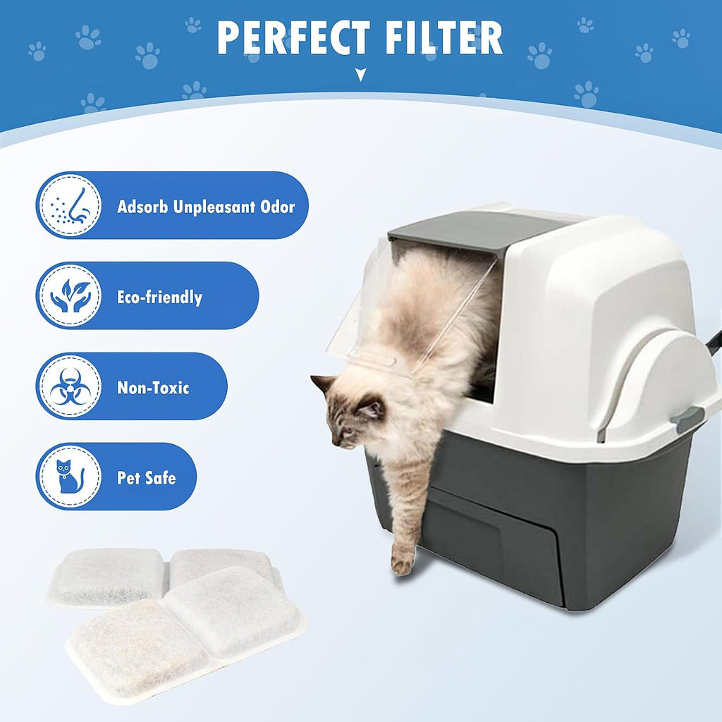 Twelve pack of pet safe odor reducing carbon filter inserts displayed flat.