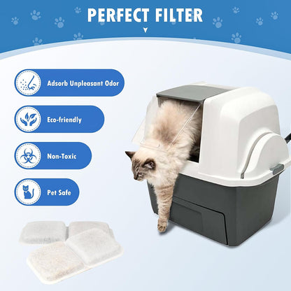 Twelve pack of pet safe odor reducing carbon filter inserts displayed flat.