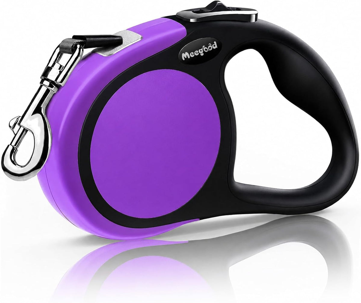 Meegood heavy duty retractable dog leash purple front view