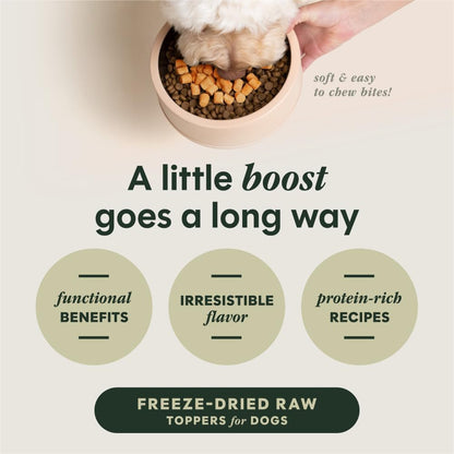 Back packaging labels of Instinct RawBoost mixers showing detailed ingredients and feeding guidelines
