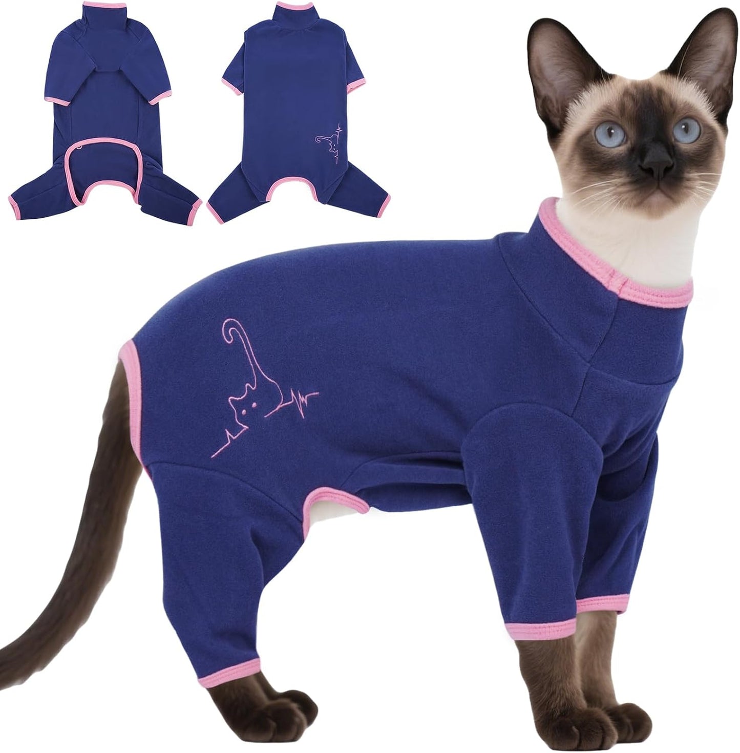 DENTRUN Cat Clothes for Hair Control with Hair Sticky Fabric - Soft Recovery Suit & Breathable Lint-Resistant Cat Sweater for Cats Only, Kitten Onesie Pajamas, XL, Bean Green - Image 9