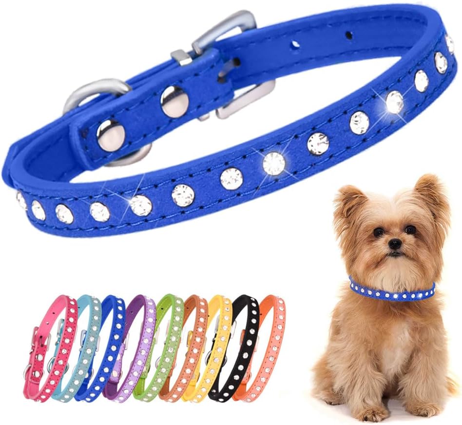 Pink Rhinestone Small Dog Collars for Female Dogs, Pretty Bling Diamond Cat Collar Crystal Sparkly Glitter Jewel Puppy Collar for XXS Xs Small Medium Pet Girl Dogs Kitten, XSmall - Image 12